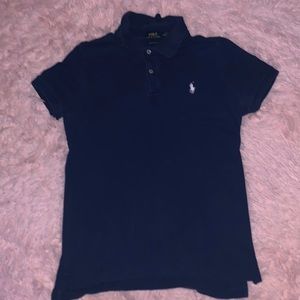 Polo Ralph Lauren button up polo (navy blue) with white logo